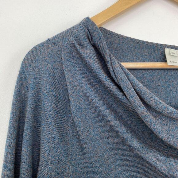 Trouve Blue Brown Oversized Cowl Neck Long Sleeve‎ Sweater Women's Size 1 - Picture 3 of 8